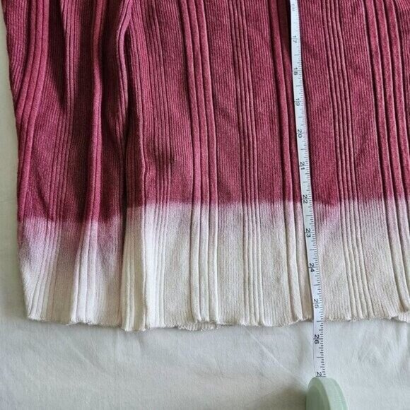 Zara Sweater Womens XL Wine Dipped White Cuffs Hem Scoop Neck Ribbed Knit Boho - Picture 7 of 12